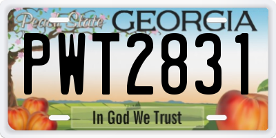 GA license plate PWT2831