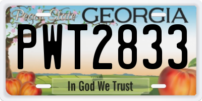 GA license plate PWT2833