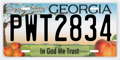 GA license plate PWT2834