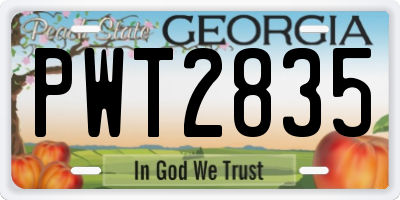 GA license plate PWT2835