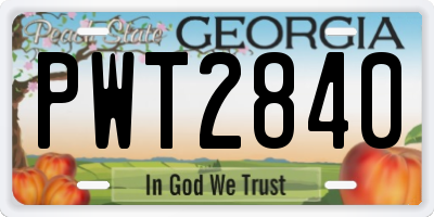GA license plate PWT2840