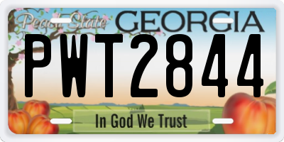 GA license plate PWT2844
