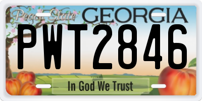 GA license plate PWT2846