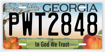 GA license plate PWT2848