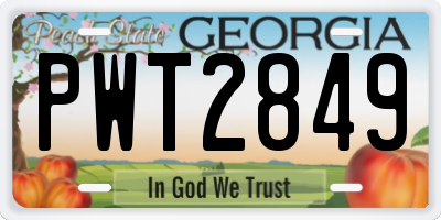 GA license plate PWT2849