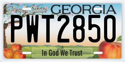 GA license plate PWT2850