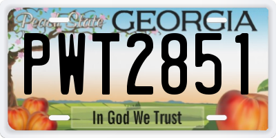 GA license plate PWT2851