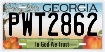 GA license plate PWT2862