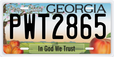 GA license plate PWT2865