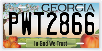 GA license plate PWT2866