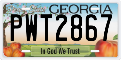 GA license plate PWT2867