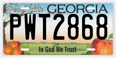GA license plate PWT2868