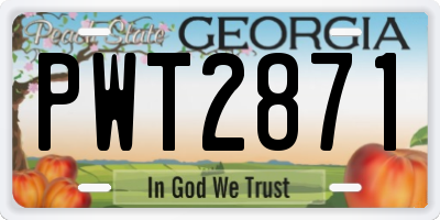 GA license plate PWT2871