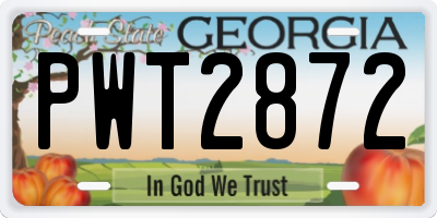 GA license plate PWT2872