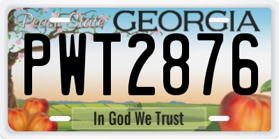 GA license plate PWT2876