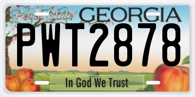 GA license plate PWT2878