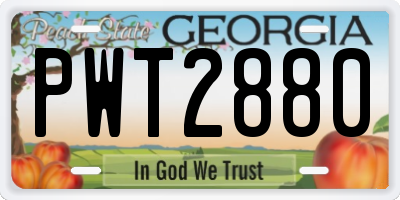 GA license plate PWT2880