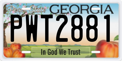 GA license plate PWT2881