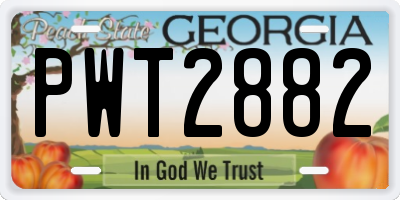 GA license plate PWT2882