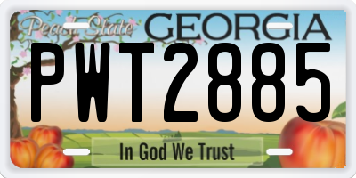 GA license plate PWT2885