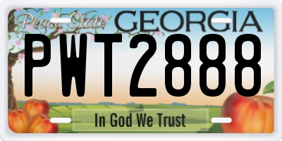 GA license plate PWT2888