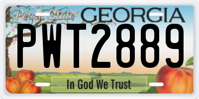 GA license plate PWT2889