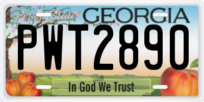 GA license plate PWT2890