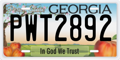 GA license plate PWT2892