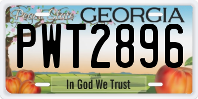 GA license plate PWT2896