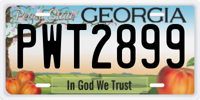 GA license plate PWT2899