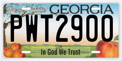 GA license plate PWT2900