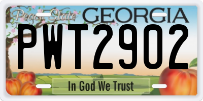 GA license plate PWT2902
