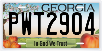 GA license plate PWT2904