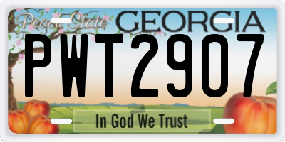GA license plate PWT2907