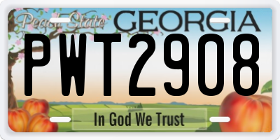 GA license plate PWT2908