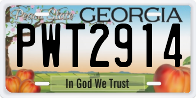 GA license plate PWT2914