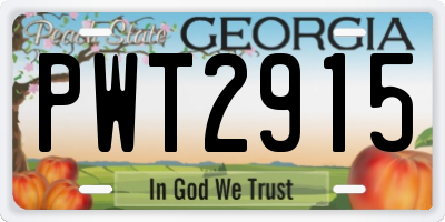 GA license plate PWT2915