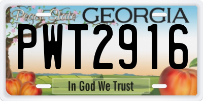 GA license plate PWT2916