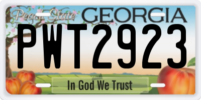 GA license plate PWT2923