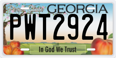 GA license plate PWT2924