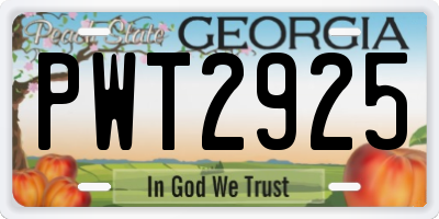 GA license plate PWT2925