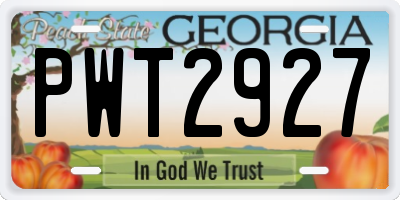 GA license plate PWT2927