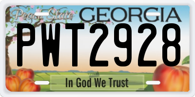 GA license plate PWT2928