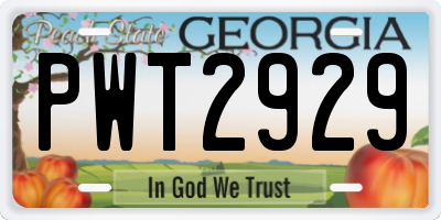 GA license plate PWT2929