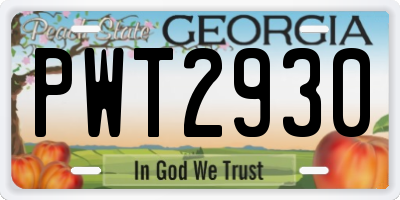 GA license plate PWT2930
