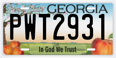 GA license plate PWT2931