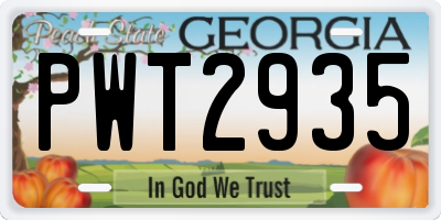 GA license plate PWT2935