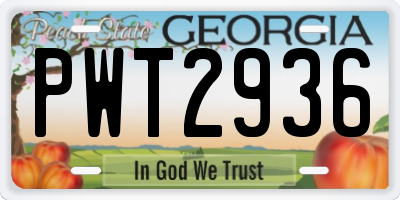 GA license plate PWT2936