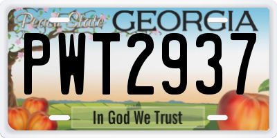GA license plate PWT2937