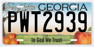 GA license plate PWT2939